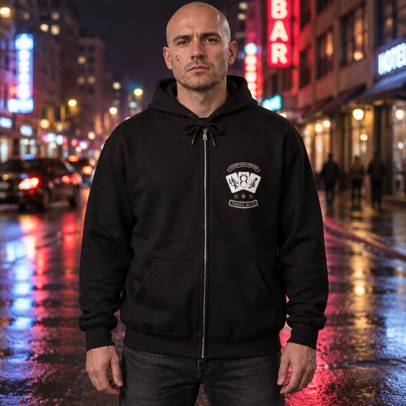 Aces full-zip hoodie, oxblood