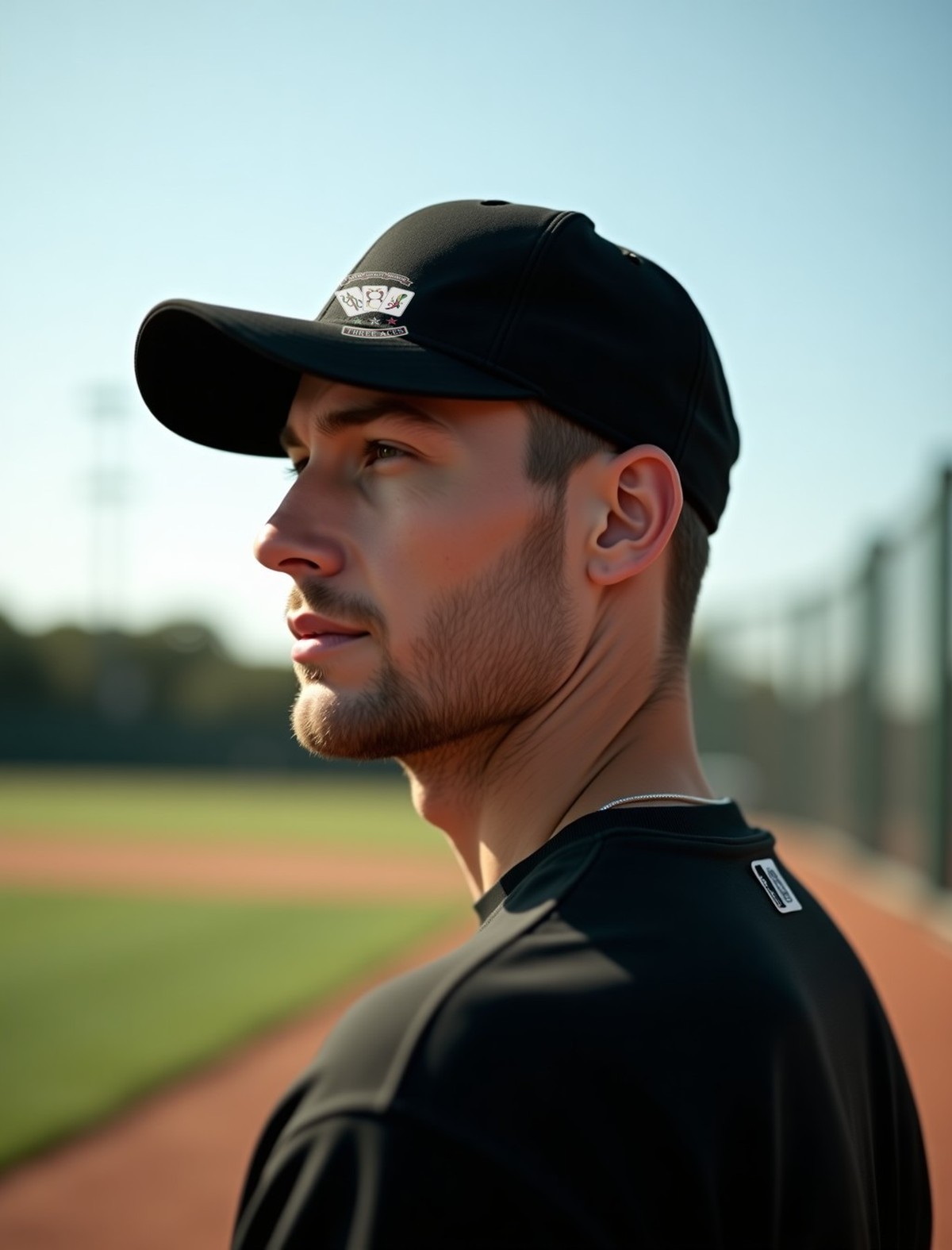 Aces cap in black, worn