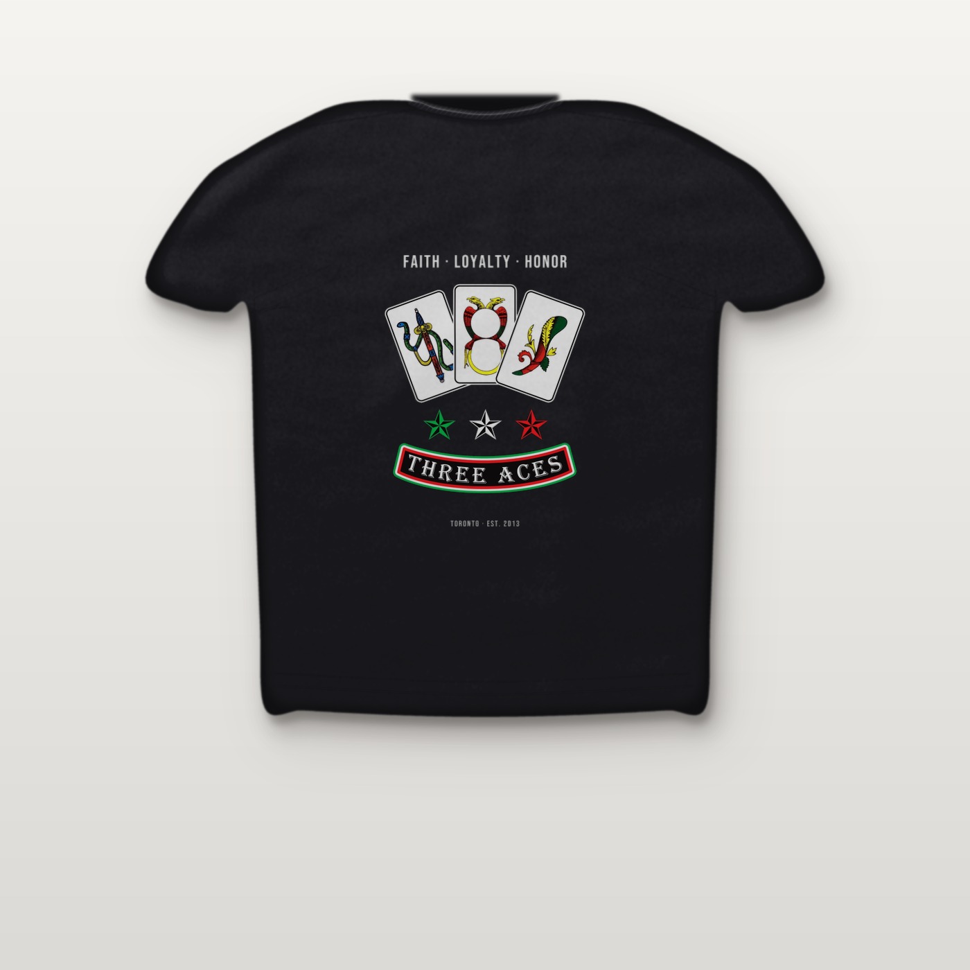 Back of the Ace pullover with the full emblem and the Faith, Loyalty, Honor banner