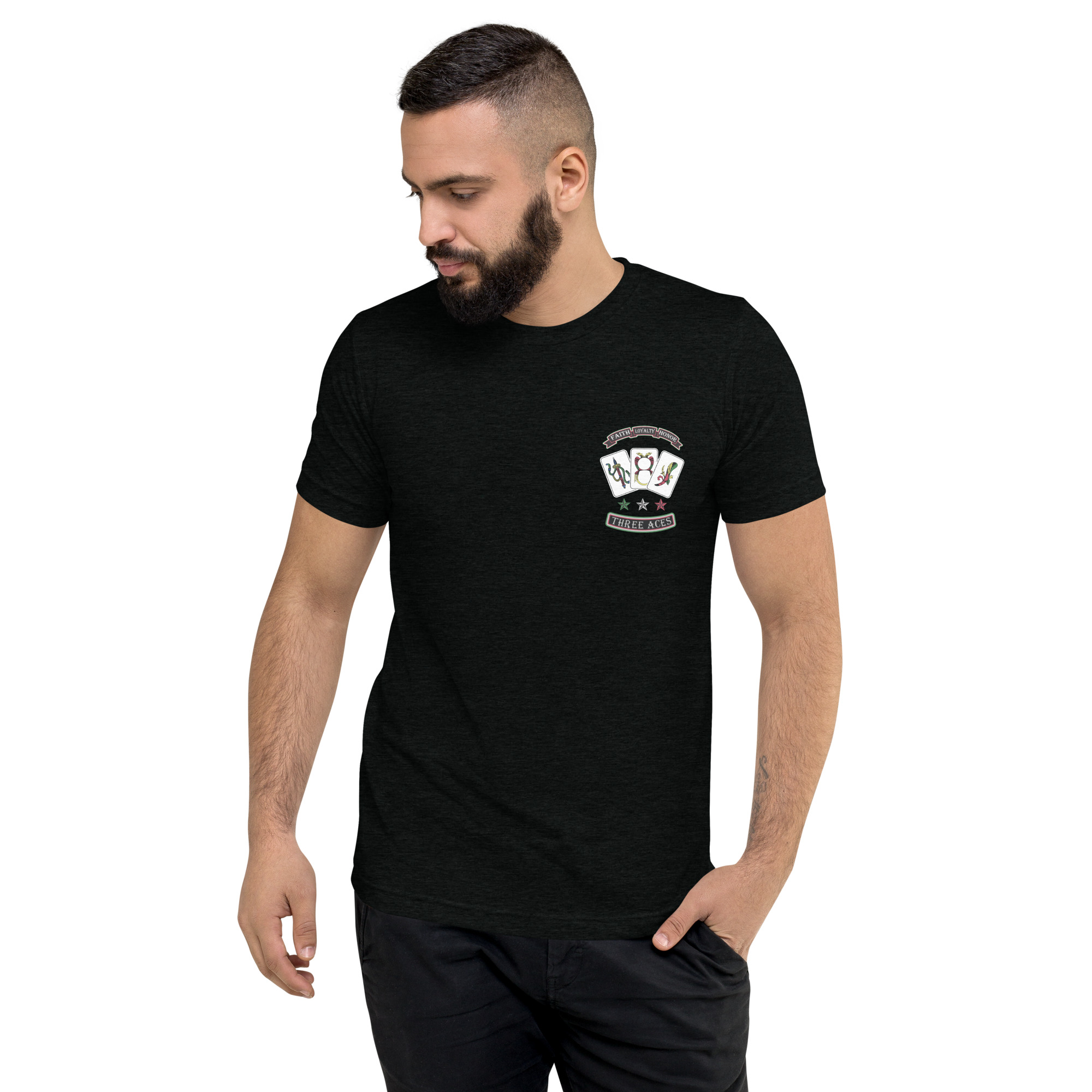 Ace tee worn, front view